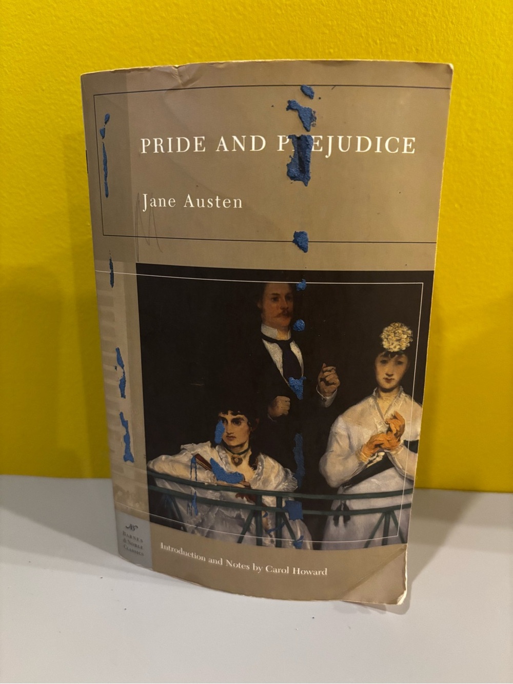 Pride and Prejudice by Jane Austen - Beige Cover with Blue Paint Marks
